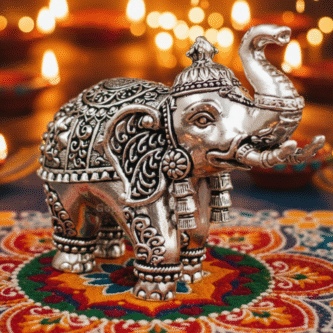 Brass Silver Elephant Idol by Gopal Ji Silver Art